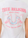 TROPICAL DENIM HORSESHOE V NECK TEE