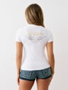CRYSTAL WINGED HORSESHOE V NECK TEE