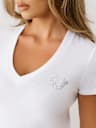 CRYSTAL WINGED HORSESHOE V NECK TEE