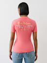 CAMISETA CON CUELLO EN V Y HERRADURA CRISTAL ALADA