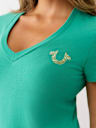 CRYSTAL WINGED HORSESHOE V NECK TEE