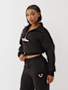VARSITY HALF ZIP SWEATER