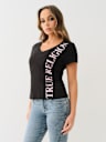 VERTICAL LOGO V NECK TEE