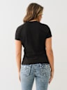 VERTICAL LOGO V NECK TEE