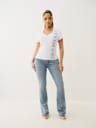 VERTICAL LOGO V NECK TEE