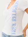 VERTICAL LOGO V NECK TEE