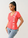 VERTICAL LOGO V NECK TEE