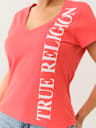 VERTICAL LOGO V NECK TEE