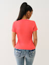 VERTICAL LOGO V NECK TEE