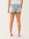 FRAYED HEM MID RISE BOOTY SHORT 