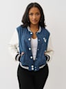CHAQUETA UNIVERSITARIA DE MEZCLILLA CON ALAS DE CRISTAL