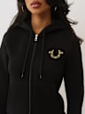 SUDADERA CON CAPUCHA Y CIERRE Y LOGOTIPO DE CRISTALES