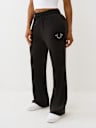 PANTALONES DEPORTIVOS CON PIERNAS RECTAS DE TERCIOPELO CON HERRADURA Y CRISTALES