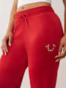 PANTALONES DEPORTIVOS CON PIERNAS RECTAS DE TERCIOPELO CON HERRADURA Y CRISTALES