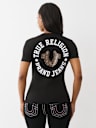 CAMISETA CON CUELLO EN V Y HERRADURA CON CRISTALES