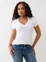 CRYSTAL HORSESHOE V NECK TEE