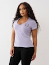 CRYSTAL HORSESHOE V NECK TEE