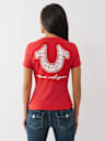 CAMISETA CON CUELLO EN V Y HERRADURA DE BANDANA