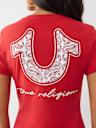 CAMISETA CON CUELLO EN V Y HERRADURA DE BANDANA