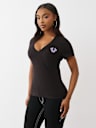 CRUSHED CRYSTAL HORSESHOE V NECK TEE