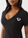 CRUSHED CRYSTAL HORSESHOE V NECK TEE