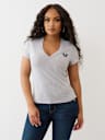 CRUSHED CRYSTAL HORSESHOE V NECK TEE