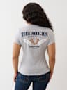 CRUSHED CRYSTAL HORSESHOE V NECK TEE