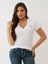 CRUSHED CRYSTAL HORSESHOE V NECK TEE