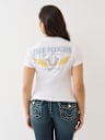 CRUSHED CRYSTAL HORSESHOE V NECK TEE