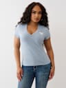 CRUSHED CRYSTAL HORSESHOE V NECK TEE