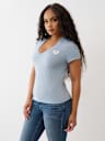 CRUSHED CRYSTAL HORSESHOE V NECK TEE