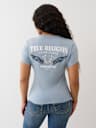CRUSHED CRYSTAL HORSESHOE V NECK TEE