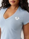 CRUSHED CRYSTAL HORSESHOE V NECK TEE