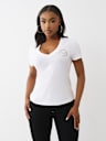 GLITTER LOGO V NECK TEE