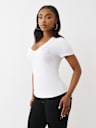 GLITTER LOGO V NECK TEE