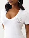 GLITTER LOGO V NECK TEE