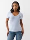GLITTER LOGO V NECK TEE