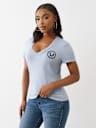 GLITTER LOGO V NECK TEE