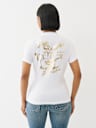CAMISETA CON CUELLO REDONDO Y BUDDHA METÁLICO
