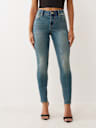 JENNIE MID RISE CRYSTAL CURVY SKINNY JEAN