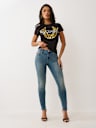 JENNIE MID RISE CRYSTAL CURVY SKINNY JEAN