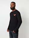 LOGO LONG SLEEVE RIBBED HENLEY TEE