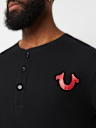 LOGO LONG SLEEVE RIBBED HENLEY TEE