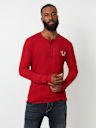 LOGO LONG SLEEVE RIBBED HENLEY TEE