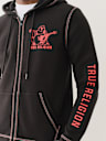 EMBOSSED TRIPLE STITCH ZIP HOODIE