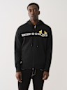 METALLIC LOGO TAPE TRIM ZIP HOODIE