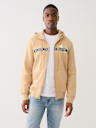 METALLIC LOGO TAPE TRIM ZIP HOODIE