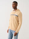 METALLIC LOGO TAPE TRIM ZIP HOODIE