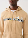 METALLIC LOGO TAPE TRIM ZIP HOODIE
