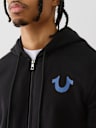 STUDDED RETRO LOGO ZIP HOODIE